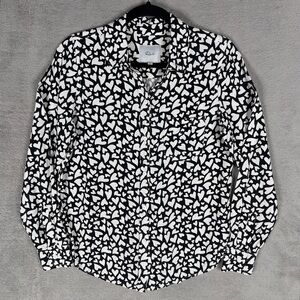 Rails Kathryn Button Up Shirt Women's Small Ivory Amore Heart Print Classic